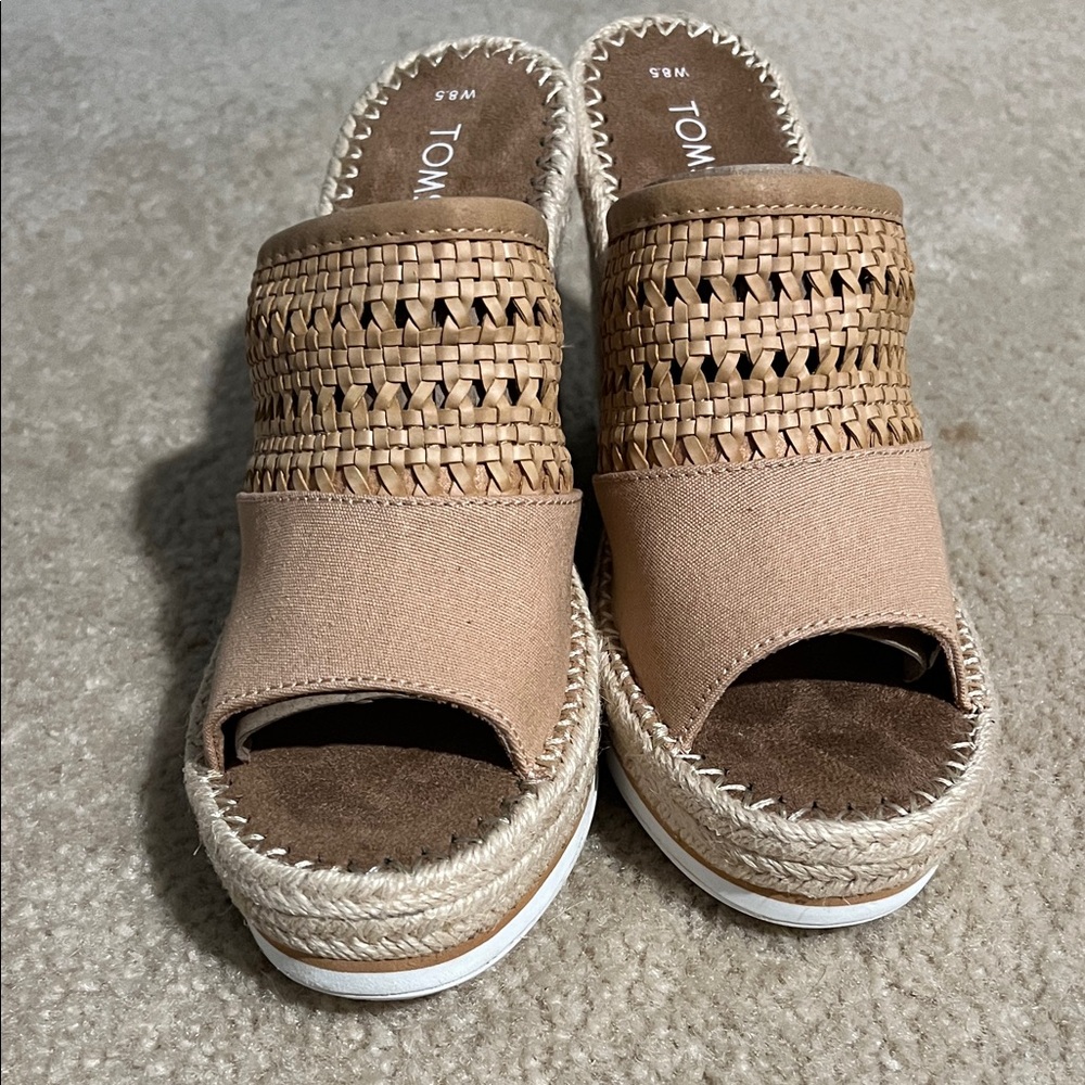 Toms Tan Woven Espadrille Sandals